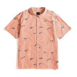 RVCA Johanna Gestures Pink Short Sleeve Button New